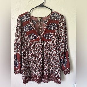 Lucky Brand Size M Boho Top Shirt Tunic Autumn Fall